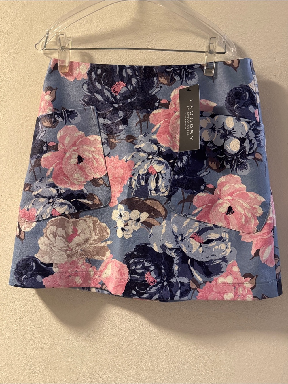 Laundry By Shelli Segal Light Blue Floral Mini Skirt with Pockets